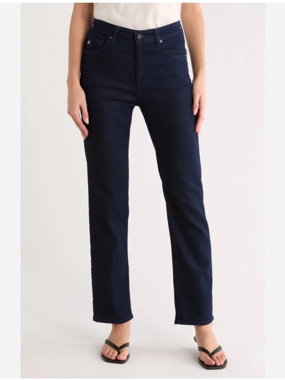 AG Saige High-Rise Straight Jeans Space Rinse Dark Indigo Stretch Denim NWT 24